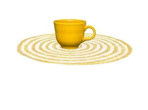 Natural Handmade Beige White & Yellow Dinning Table Placemat (Set of 6)