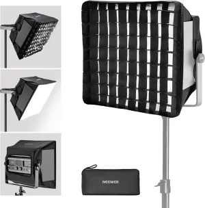 NEEWER Upgraded Softbox Diffuser for RGB1200 LED Video Light Panel, 14.6"x13.6"/37x34.5cm Foldable with Grid/Bag/Blackout Hood, No Need to Remove barndoors Quick Set Up for Portrait Soft Light, NS5S