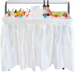 Nice C 4 ft Folding Ice Table With Drain and Matching Skirt - Portable Party Cooler
