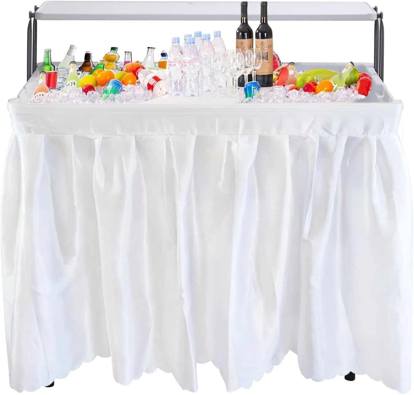 Nice C 4 ft Folding Ice Table With Drain and Matching Skirt - Portable Party Cooler