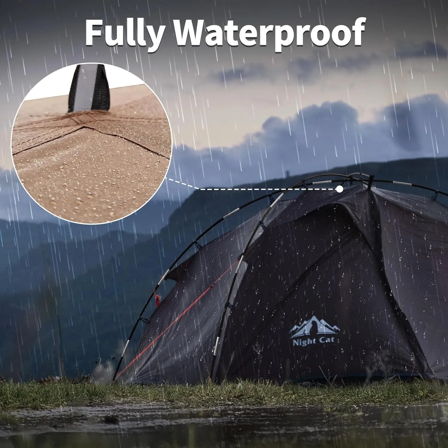 Night Cat Backpacking Tents 2 Persons Fast Setup Hiking Camp Tent with Foldable Pole Double Layers Two Doors Waterproof Lightweight Compact 7x4.4ft