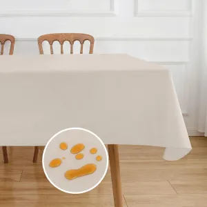 NLMUVW Vinyl Tablecloth with Flannel Backing 100% Waterproof Rectangle PVC Table Cloth Oil Proof Wipe Clean Table Cover for Dining Party Camping Outdoor, Champagne, 60 X 140 Inch