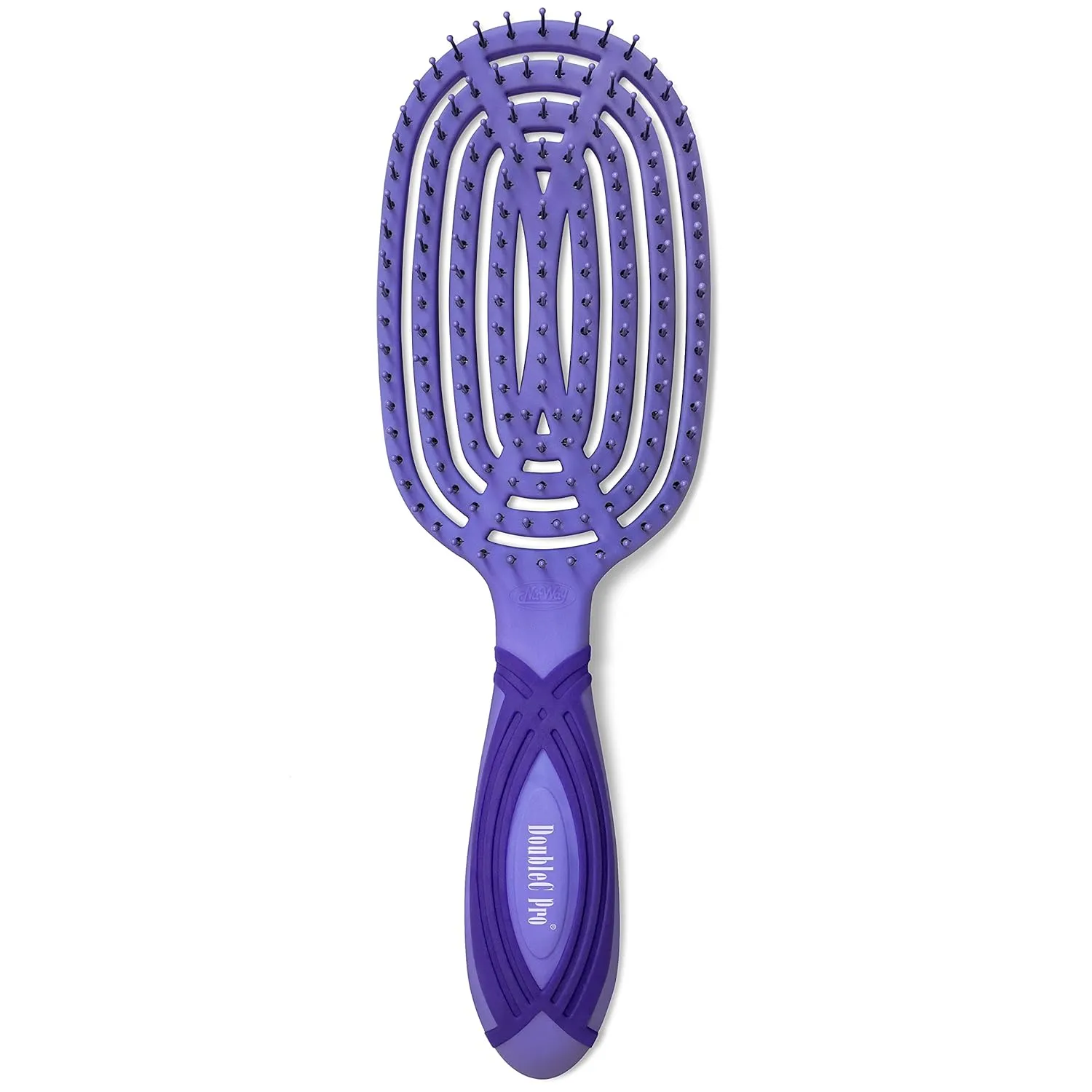 NuWay 4HAIR DoubleC PRO U.S. Patented Double Curved Detangling Brush is Hair Dryer Safe (Hyacinth)