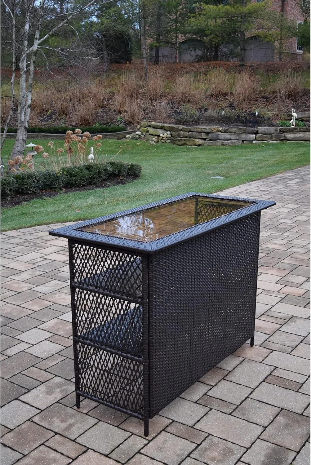 Oakland Living Corporation Merit Coffee Brown Resin Wicker Bar Table