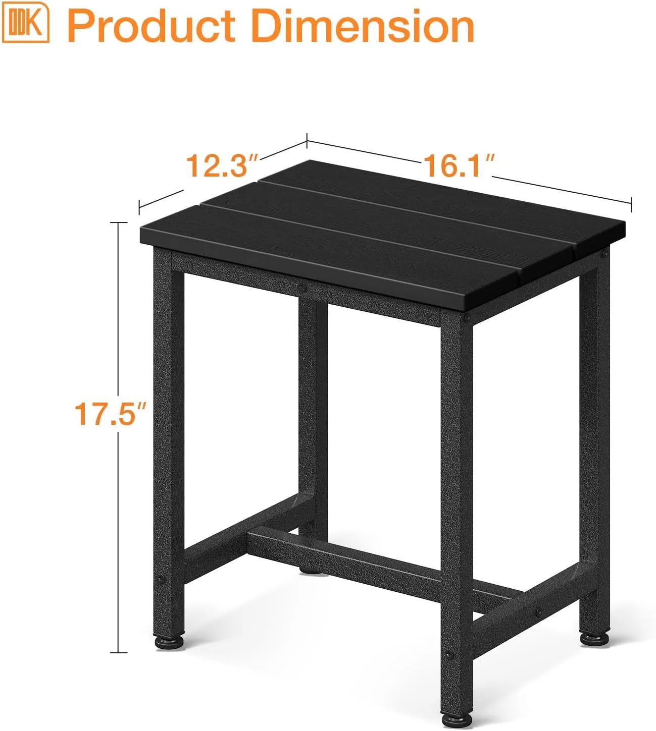 ODK Outdoor Side Table, Adirondack Patio End Table with Weather-Resistant, Waterproof Top for Hot Tub, Garden, Balcony, Poolside, Durable & Easy-to-Clean, Black