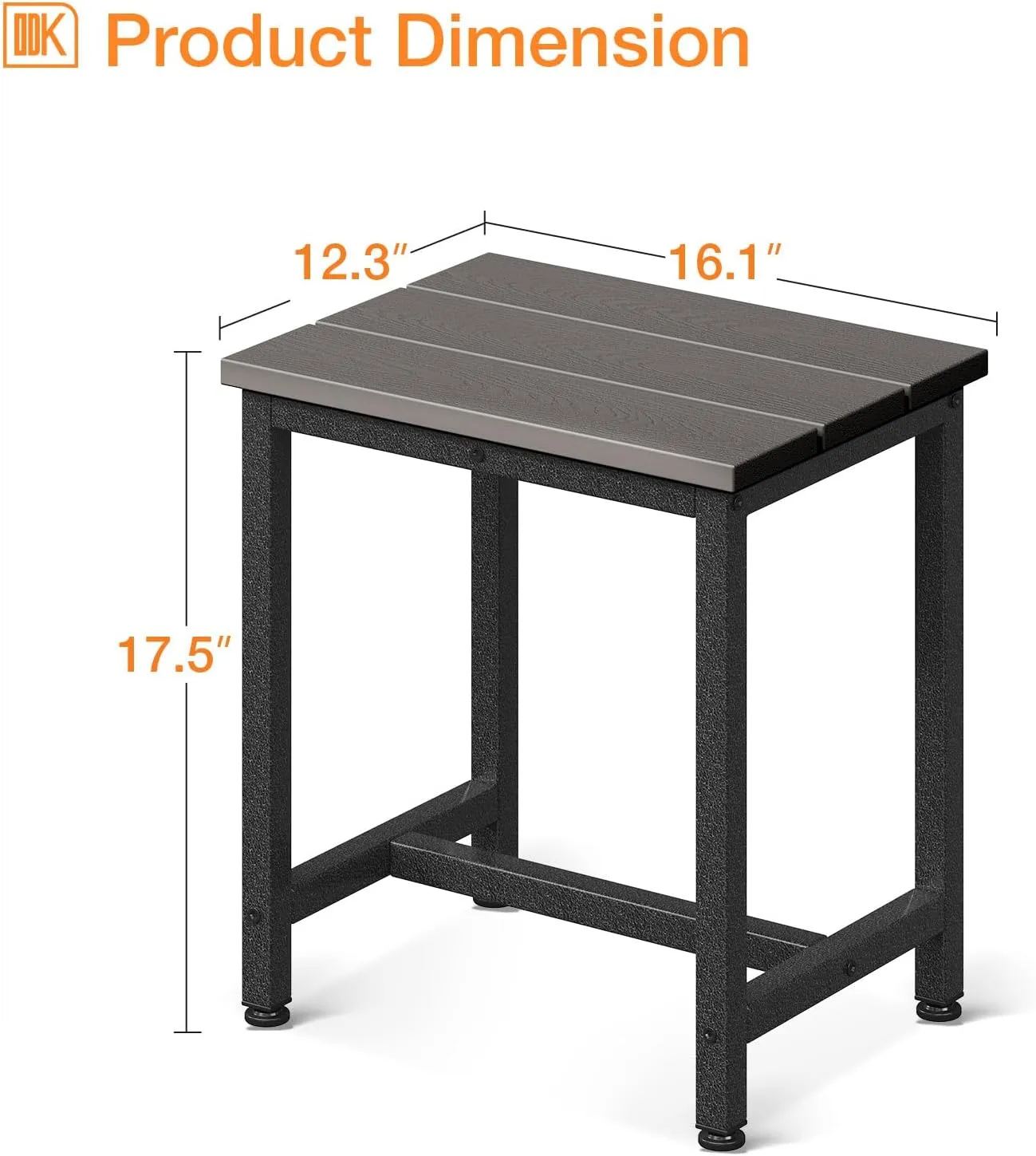 ODK Outdoor Side Table, Adirondack Patio End Table with Weather-Resistant, Waterproof Top for Hot Tub, Garden, Balcony, Poolside, Durable & Easy-to-Clean, Grey