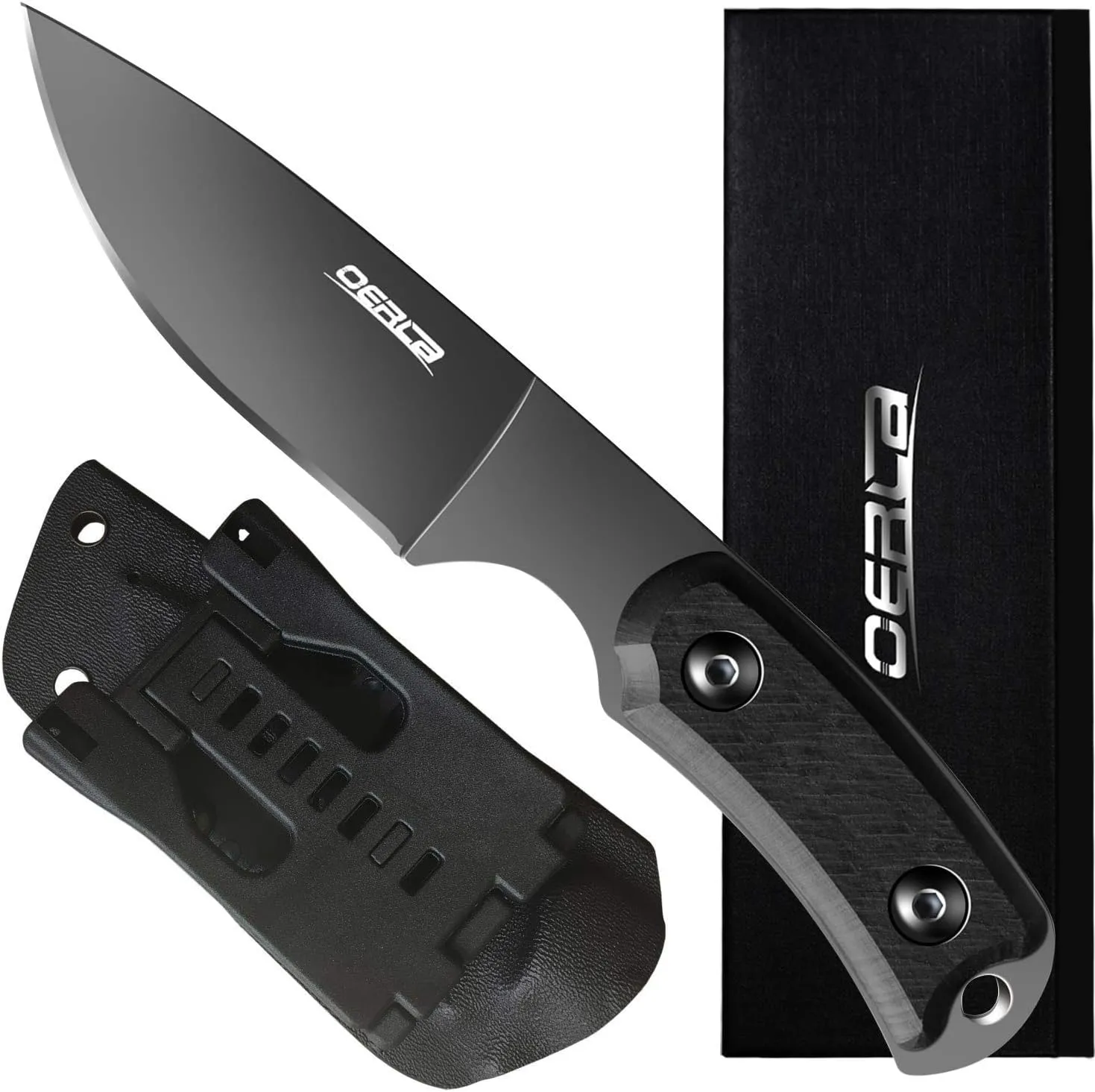 OERLA TAC OLF-1011 Fixed Blade Outdoor Survival Tactical Knife 420HC Steel Field Knife Camping Knife with Wood Handle Waist Clip EDC Kydex Sheath