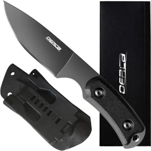 OERLA TAC OLF-1011 Fixed Blade Outdoor Survival Tactical Knife 420HC Steel Field Knife Camping Knife with Wood Handle Waist Clip EDC Kydex Sheath