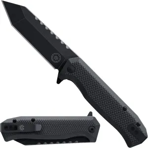 Off-Grid Knives - Viper V2 with154CM Steel Tanto Blade, Grippy G10 Scales, Left or Right Deep Carry Clip, Ceramic Ball Bearings (Blackwash)