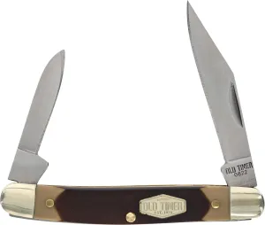 Old Timer 104OT Small Canoe 4.7in Stainless Steel Traditional Folding Pocket Knife with Clip Point and Drop Point Blades, Sawcut Handle, and Convenient Size for EDC, Camping, Hunting, and Outdoors