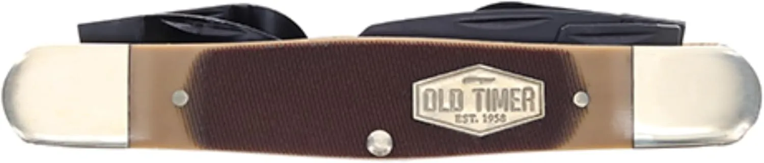 Old Timer 24OT Splinter Carvin' 6in Traditional Folding Whittling Knife with 1.5in Detail Blade, Sawcut Handle, Nickel Silver Bolsters, and Convenient Size for Carving, Camping, EDC, and Outdoors