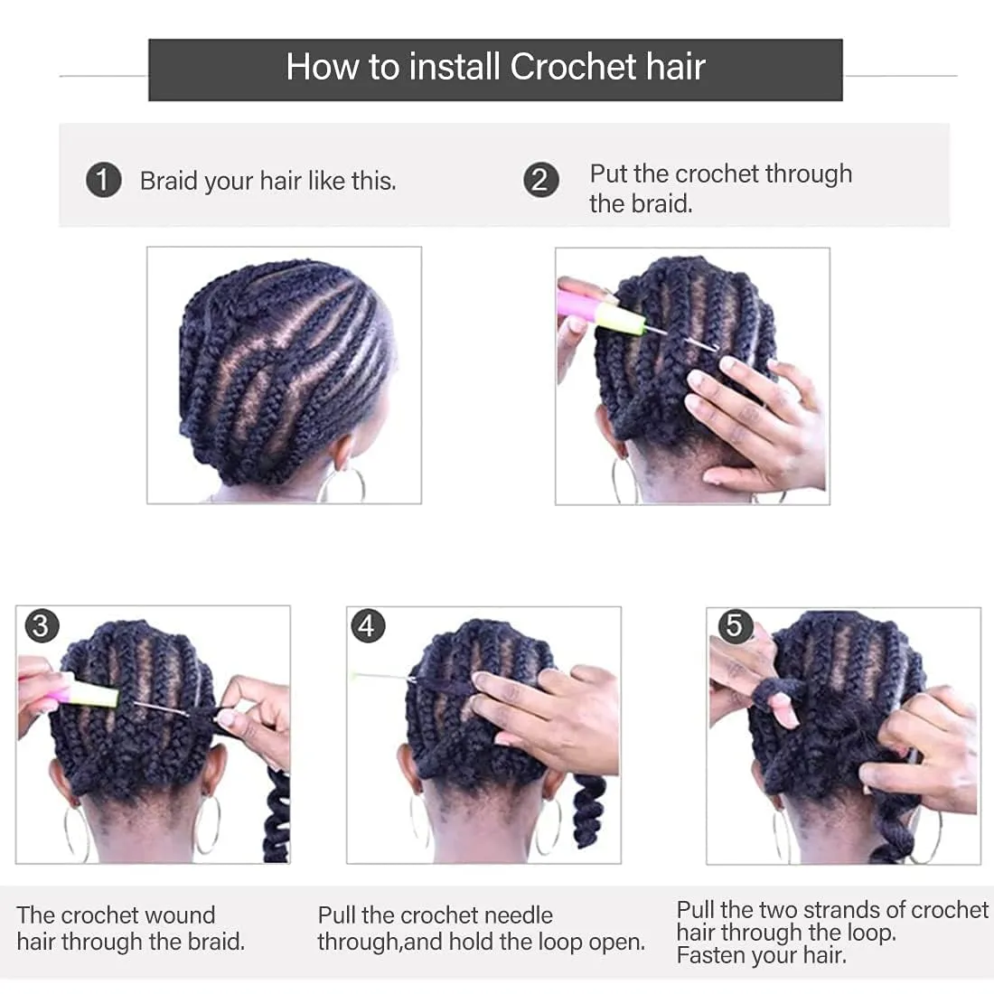 Ombre Box Braids Crochet Hair Medium box braid Pre-Looped 22Strands Three Tones Heat Resistant Fiber Hair (24 Inch,Black-DarkBrown-Light Brown)