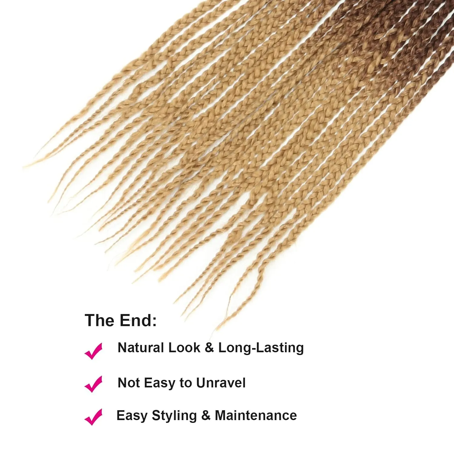 Ombre Box Braids Crochet Hair Medium box braid Pre-Looped 22Strands Three Tones Heat Resistant Fiber Hair (24 Inch,Black-DarkBrown-Light Brown)