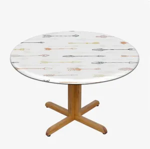 OOzie Charcoal Grey Gold Waterproof Wipeable Table Cover Geometric Colorful Arrows Pattern Waterproof Wipeable Round Table Cover for Indoor Patio Use Arrows Fits up 40"-44" Diameter Tables
