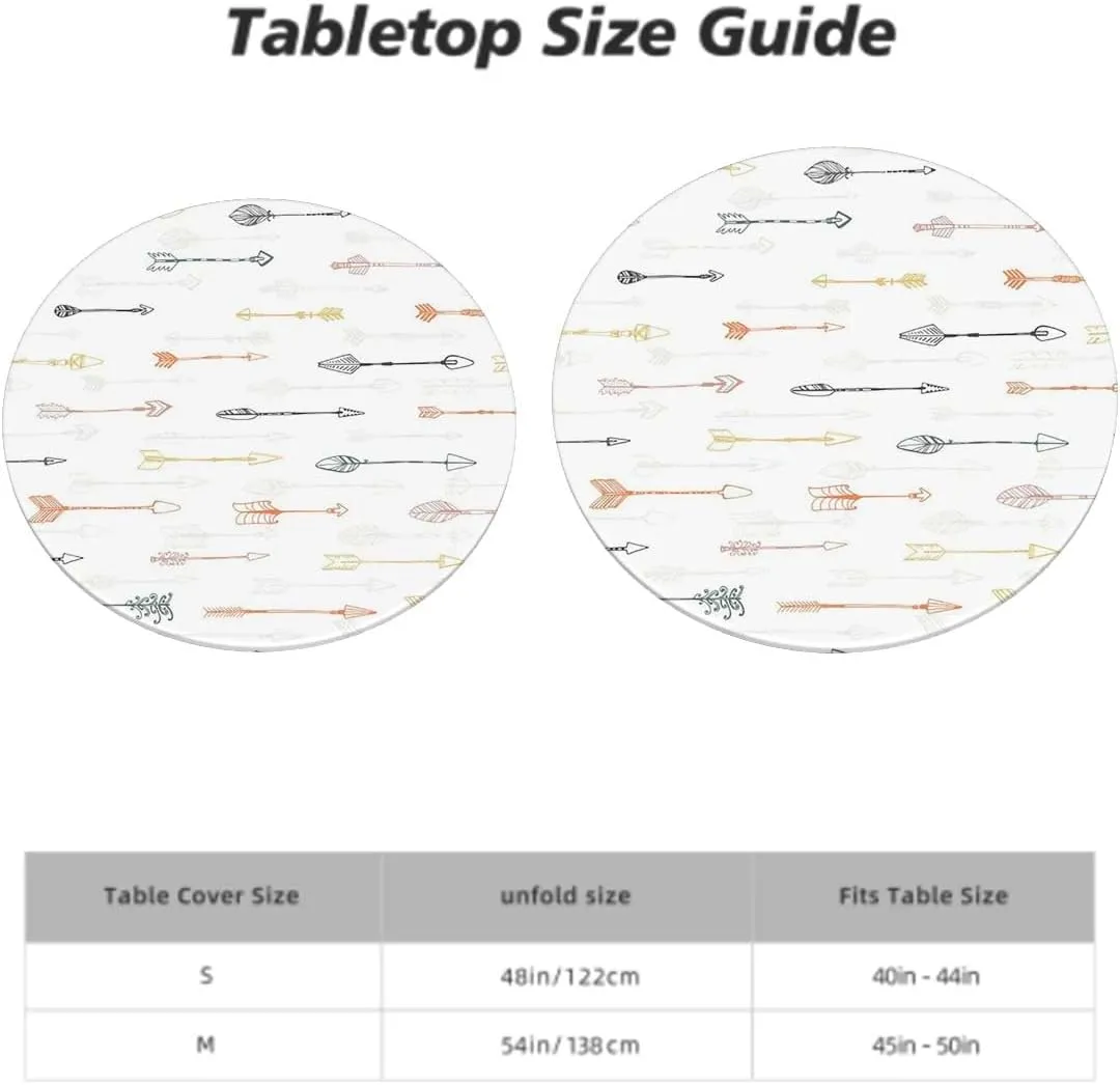 OOzie Charcoal Grey Gold Waterproof Wipeable Table Cover Geometric Colorful Arrows Pattern Waterproof Wipeable Round Table Cover for Indoor Patio Use Arrows Fits up 40"-44" Diameter Tables