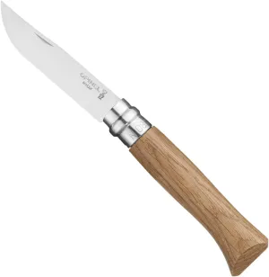 OPINEL No.06-No.09 Premium Woods, Stainless Steel Folding Pocket Knife, Made in France (No.08/Oak)