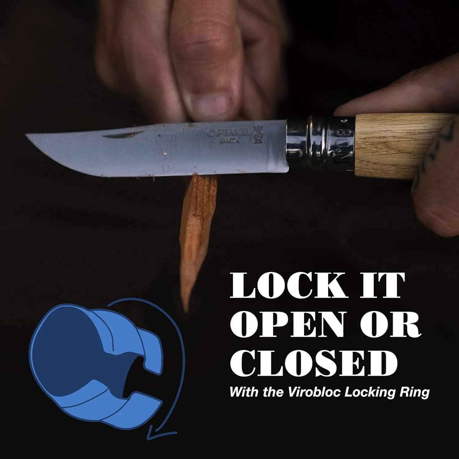OPINEL No.06-No.09 Premium Woods, Stainless Steel Folding Pocket Knife, Made in France (No.08/Oak)