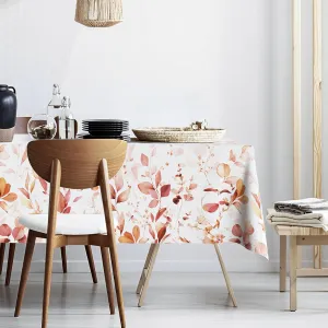 Orange Eucalyptus Leaves Fabric Waterproof Tablecloth,Rectangle Watercolor Wrinkle Oil-Proof Resistant Table Cover for Dining Table, Buffet Parties and Camping, Mint Color (60" x 120")