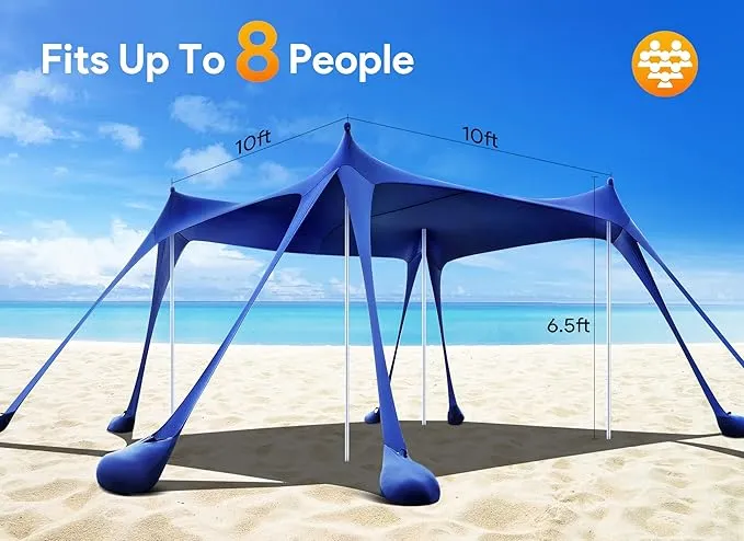 Osoeri Beach Tent, Camping Sun Shelter UPF50  with 8 Sandbags, Sand Shovels, Ground Pegs & Stability Poles, Outdoor Shade Beach Canopy for Camping Trips, Fishing, Backyard Fun or Picnics