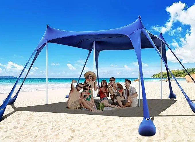Osoeri Beach Tent, Camping Sun Shelter UPF50  with 8 Sandbags, Sand Shovels, Ground Pegs & Stability Poles, Outdoor Shade Beach Canopy for Camping Trips, Fishing, Backyard Fun or Picnics