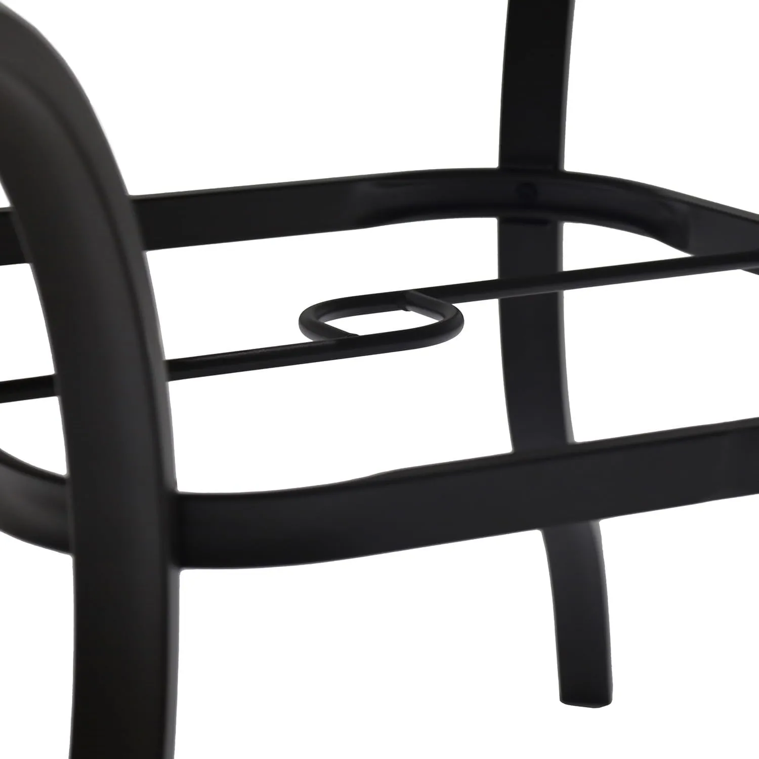 Outdoor Dining Table with Square Wooden-Like PVC Table Top and Umbrella Hole for Bistro, Garden, Poolside, Backyard -Brown Laminated Top Metal Steel Frame