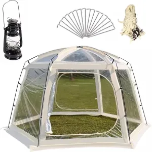 Outdoor Igloo Pods for Garden, Transparent Camping Bubble Tent with USB Lights, Ropes, Nails, All Weather Screen Houses Star Tents, Date Night