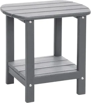 Outdoor Side Table 2 -Tier Adirondack Table HDPE Patio Side Table Weather Resistant End Table Small Outdoor Table (Grey)