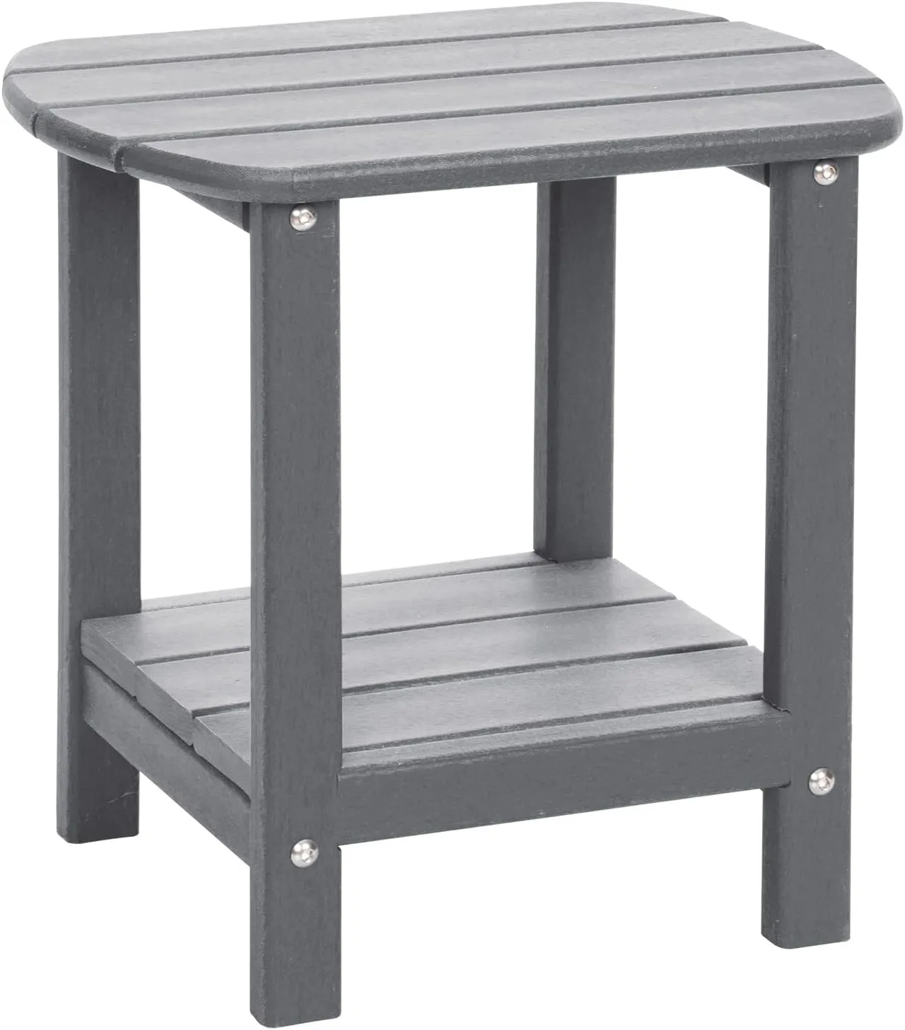Outdoor Side Table 2 -Tier Adirondack Table HDPE Patio Side Table Weather Resistant End Table Small Outdoor Table (Grey)