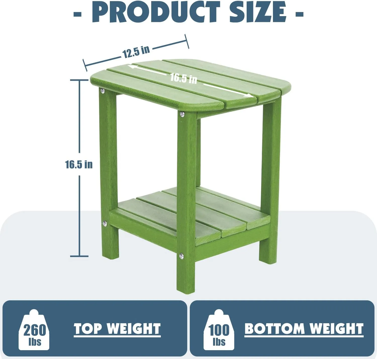 Outdoor Side Table 2 -Tier Adirondack Table HDPE Patio Side Table Weather Resistant End Table Small Outdoor Table (Lime)