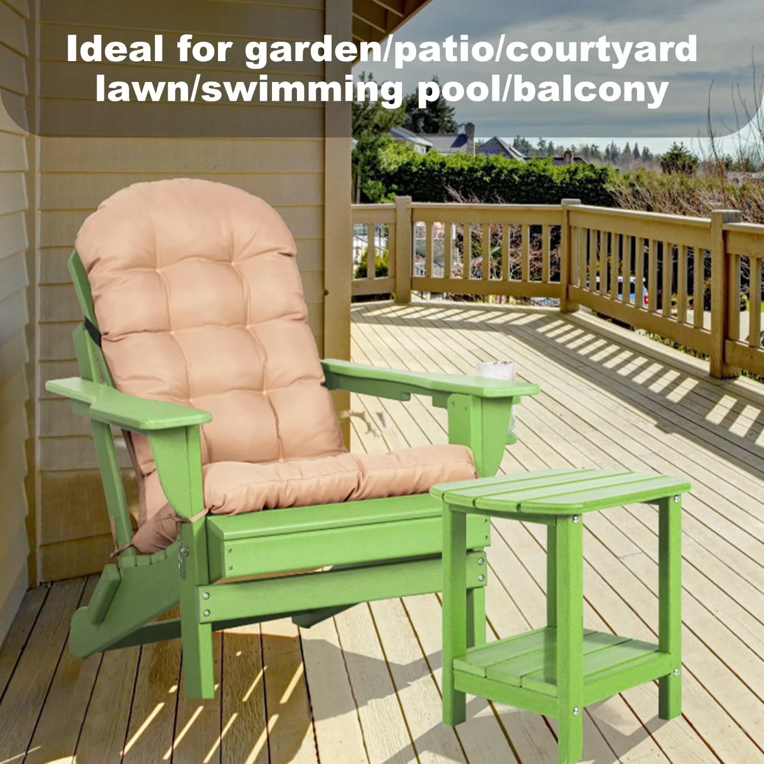 Outdoor Side Table 2 -Tier Adirondack Table HDPE Patio Side Table Weather Resistant End Table Small Outdoor Table (Lime)