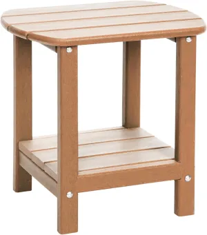 Outdoor Side Table 2 -Tier Adirondack Table HDPE Patio Side Table Weather Resistant End Table Small Outdoor Table (Teak)