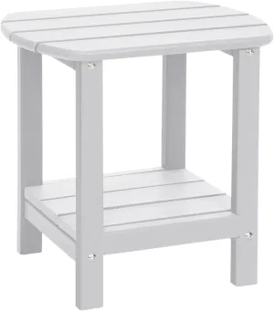 Outdoor Side Table 2 -Tier Adirondack Table HDPE Patio Side Table Weather Resistant End Table Small Outdoor Table (White)