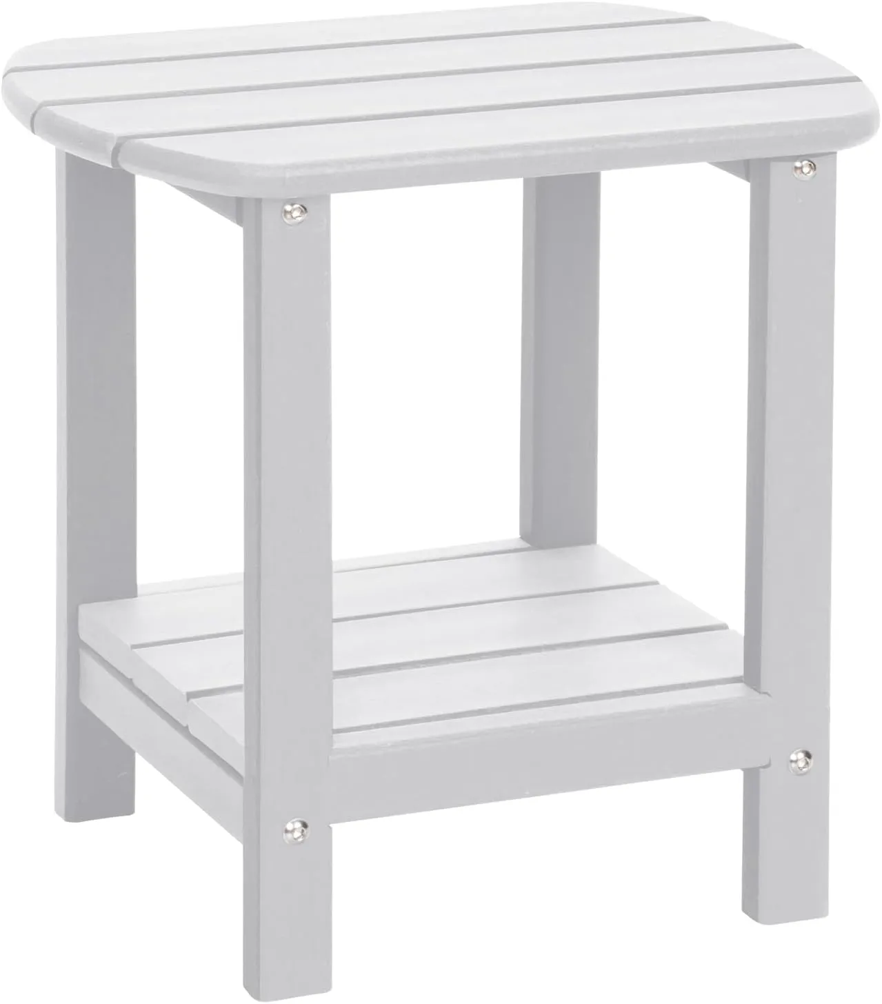 Outdoor Side Table 2 -Tier Adirondack Table HDPE Patio Side Table Weather Resistant End Table Small Outdoor Table (White)