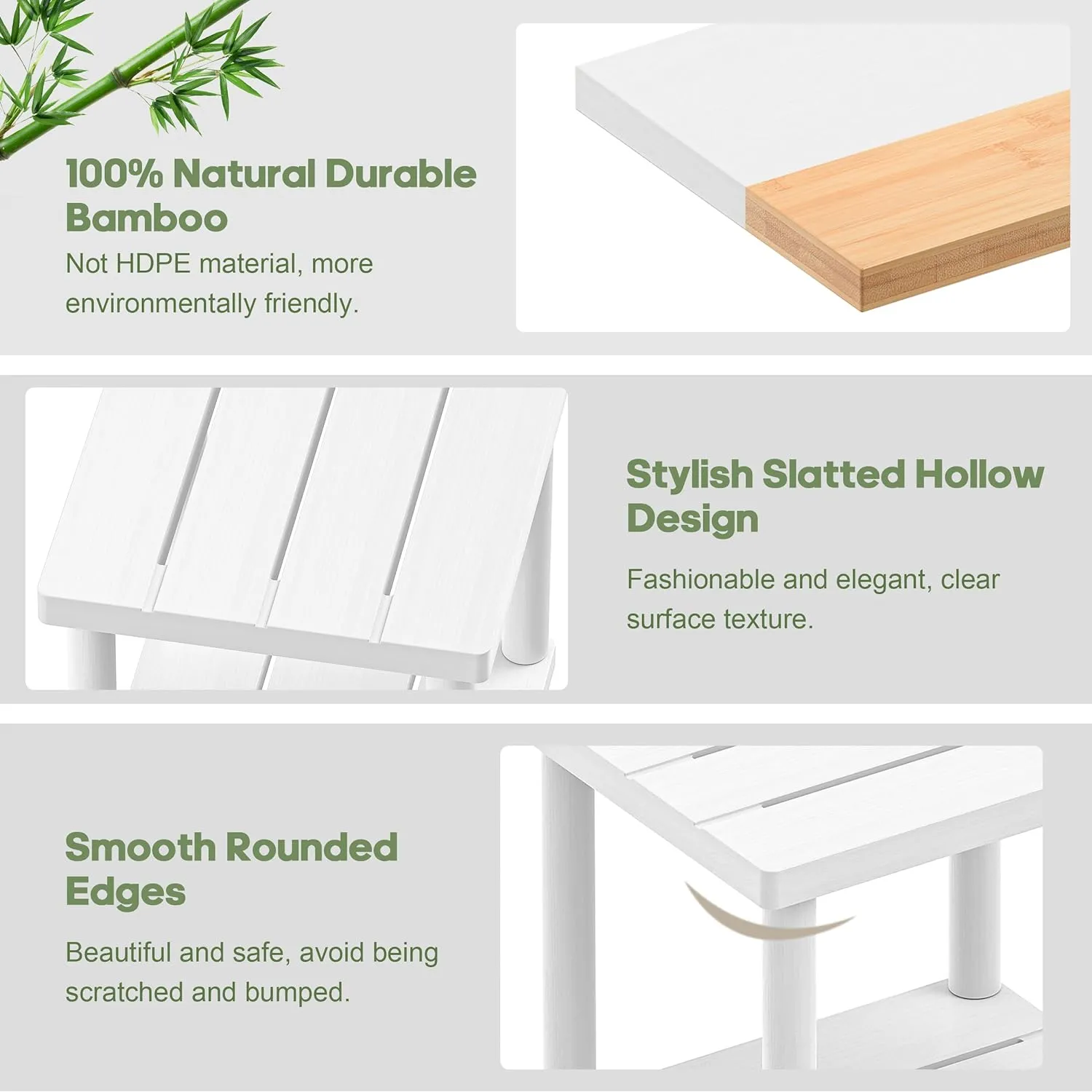 Outdoor Side Table, 2-Tier Small Outdoor Table for Patio, Adirondack Side Tables for Outside or Indoor, Bamboo End Table for Pool, Porch, Weather Resistant Easy Maintenance