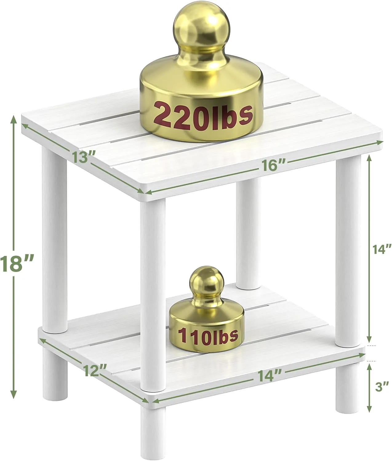 Outdoor Side Table, 2-Tier Small Outdoor Table for Patio, Adirondack Side Tables for Outside or Indoor, Bamboo End Table for Pool, Porch, Weather Resistant Easy Maintenance
