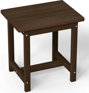 Outdoor Side Table, HDPE Small Outdoor Table, Adirondack Side Tables, Outside End Tables for Patio, Porch, Deck, Pool, Weather Resistant (Brown)