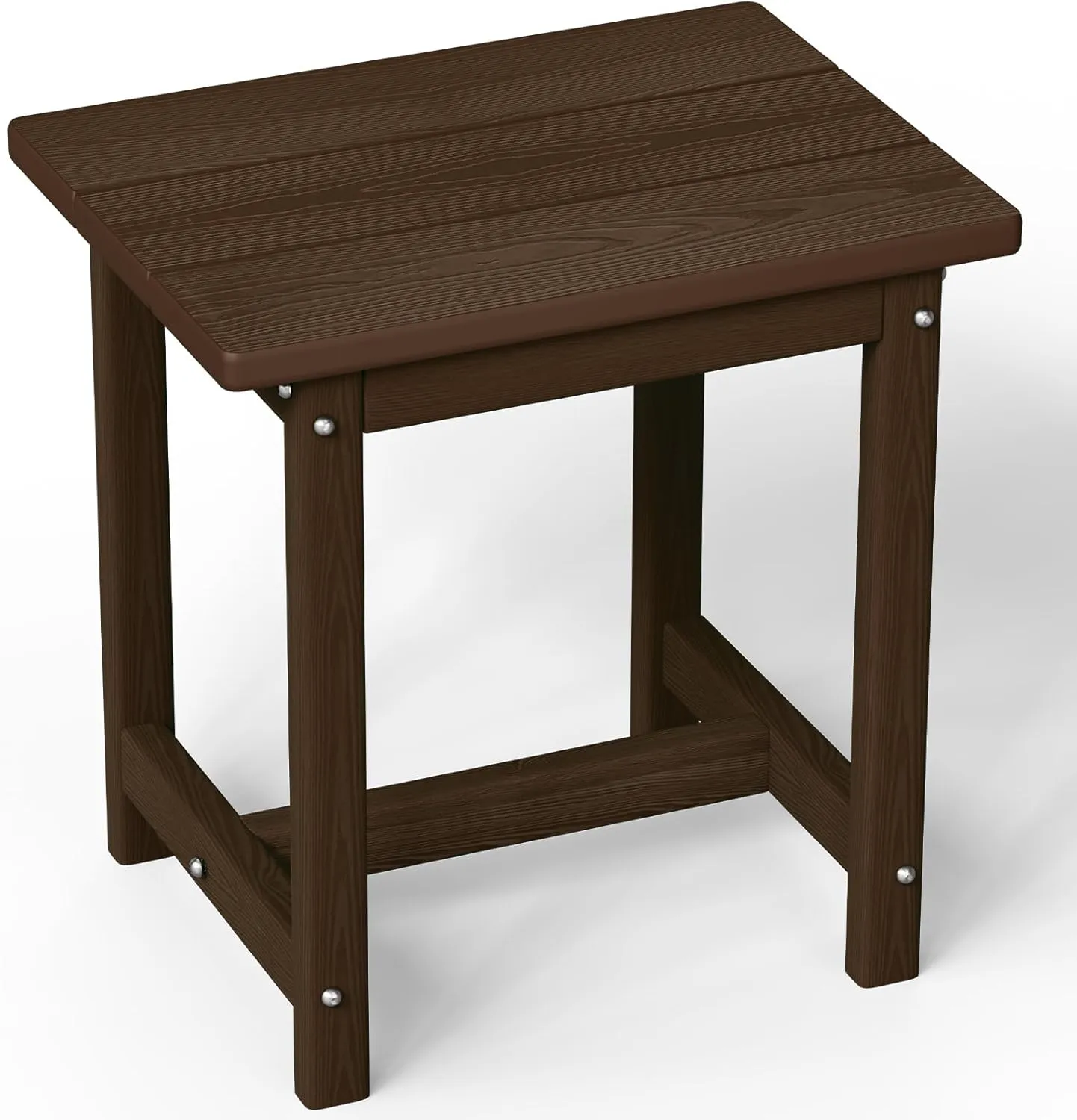Outdoor Side Table, HDPE Small Outdoor Table, Adirondack Side Tables, Outside End Tables for Patio, Porch, Deck, Pool, Weather Resistant (Brown)