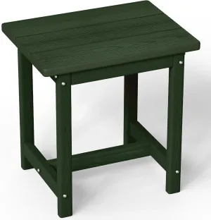Outdoor Side Table, HDPE Small Outdoor Table, Adirondack Side Tables, Outside End Tables for Patio, Porch, Deck, Pool, Weather Resistant (Green)
