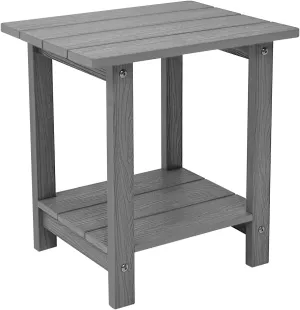 Outdoor Side Table, Weather Resistant Double Small Adirondack Side Table, Outdoor Indoor End Table for Adirondack Chair, 17" Patio Table for Pool, Deck and Porch, Dark Grey