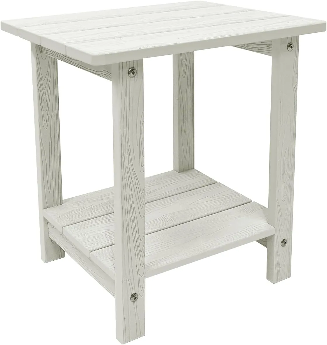Outdoor Side Table, Weather Resistant Double Small Adirondack Side Table, Outdoor Indoor End Table for Adirondack Chair, 17" Patio Table for Pool, Deck and Porch, White