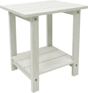 Outdoor Side Table, Weather Resistant Double Small Adirondack Side Table, Outdoor Indoor End Table for Adirondack Chair, 17" Patio Table for Pool, Deck and Porch, White