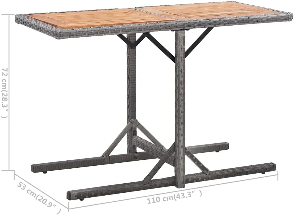 Outdoor Table Anthracite Furniture Side Tables for Dining, Camping, Coffee, Table - 53 x 110 x 72 cm
