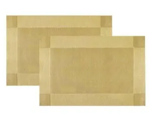 P-Plus International Washable PVC Vinyl Heat-Resistant Table Mats – Gold (Set of 2)