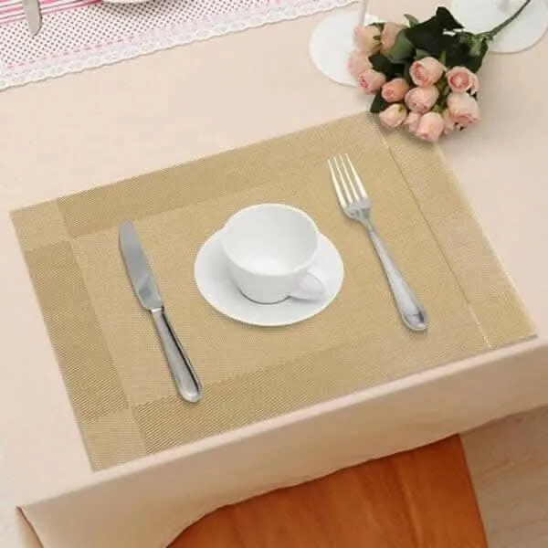 P-Plus International Washable PVC Vinyl Heat-Resistant Table Mats – Gold (Set of 2)