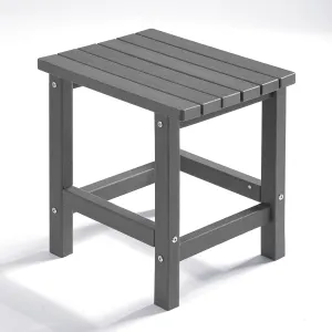PASAMIC Adirondack Square Side Table, HDPE Outdoor Side Tables, Weather Resistant End Table for Patio, Backyard, Pool, Indoor Companion, Beach, Easy Maintenance (Grey)