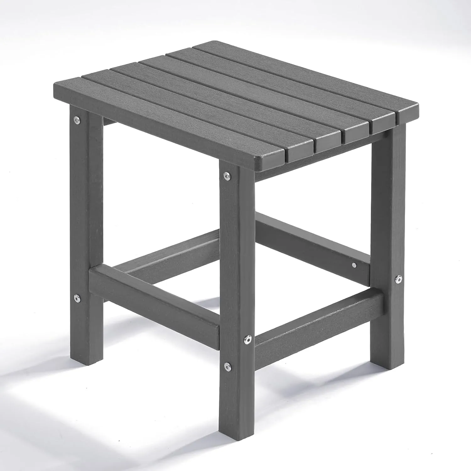 PASAMIC Adirondack Square Side Table, HDPE Outdoor Side Tables, Weather Resistant End Table for Patio, Backyard, Pool, Indoor Companion, Beach, Easy Maintenance (Grey)