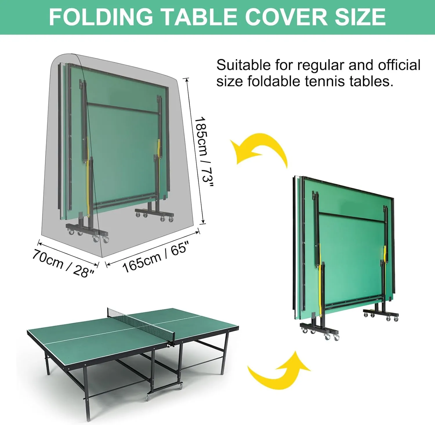 PATIKIL Folding Ping-Pong Table Cover Table Tennis Cover 420D Oxford Waterproof Foldable Table Cover with Storage Bag & Zipper for Outdoor Indoor