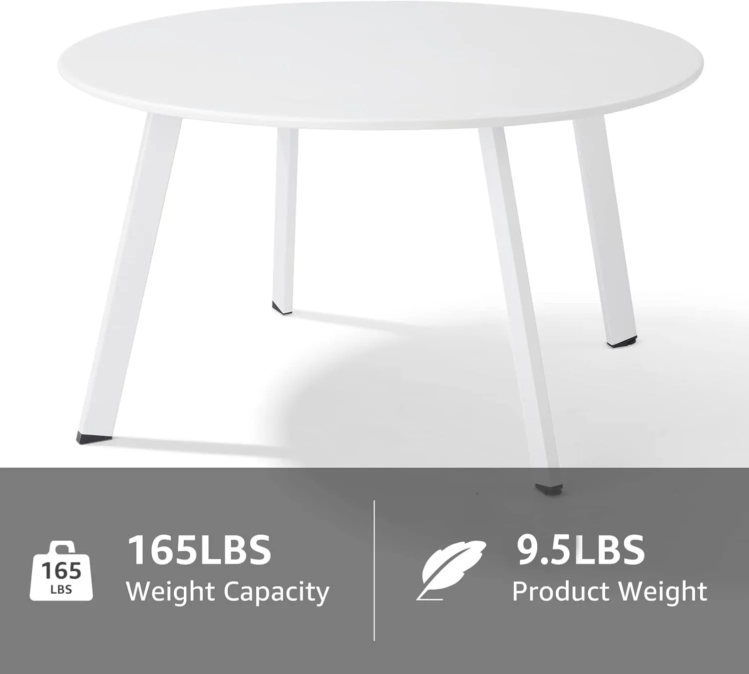 Patio Coffee Table Set of 2, Weather Resistant Outdoor Round End Table, Nesting Tables for Living Room Balcony Office, White