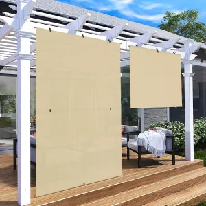 Patio Shades Roll Up Outdoor 8'Wx6'H Foldable Roller Shade Patio Blinds Exterior Block Sun Screen for Outside Porch Deck Balcony Pergola Carport, Beige