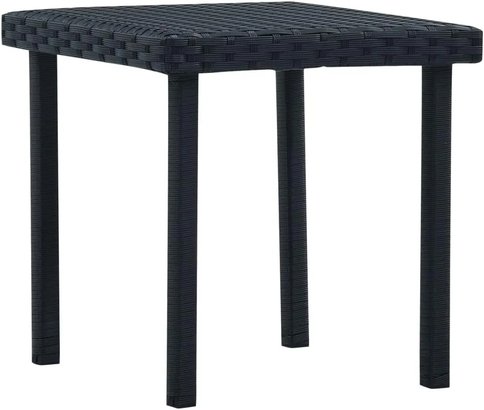 Patio Tea Table Black 15.7"x15.7"x15.7" Poly Rattan, Outdoor Dining Table, Outdoor Patio Table, Outdoor Bar Table, Bistro Table for Patio Balcony Proch Poolside